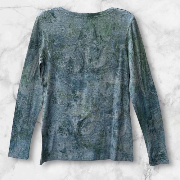 Green Source Y2K Studded Embelished V Neck Paisley Tunic Top Rock Grunge Size L - Picture 3 of 9